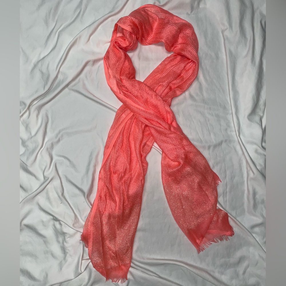 Torine‎ Coral Orange Gold Sparkle Scarf